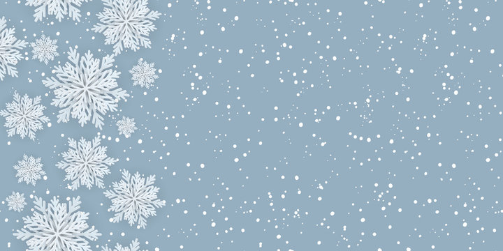 Horizontal seamless winter background with snowflakes