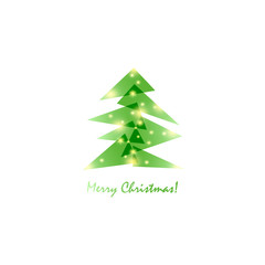Geometric Modern Christmas Pine, Happy Holiday Card. Vector	
