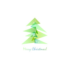 Geometric Modern Christmas Pine, Happy Holiday Card. Vector