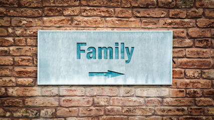 Fototapeta na wymiar Street Sign to Family