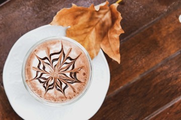 cup of hot chocolate with creamy milk