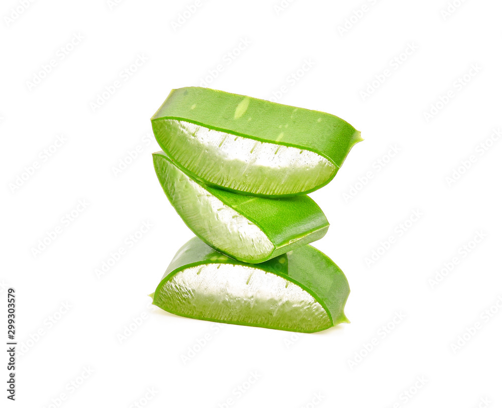 Wall mural Aloe vera slice on white background