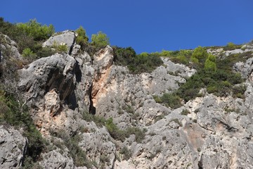 Nature in Greece during summer with rocky mountains