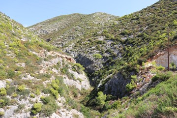 Nature in Greece during summer with rocky mountains