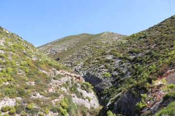 Nature in Greece during summer with rocky mountains