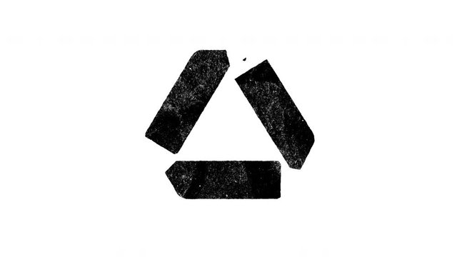 Animated grunge triangular recycling symbol on white background. Environmentally friendly world. Illustration of ecology the concept of info graphics. Icon