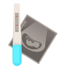 Pregnancy positive test and ultrasound baby in uterus fertilization