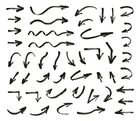 Arrow set. Hand drawn various elements. Grunge style. Vector isolated collection.