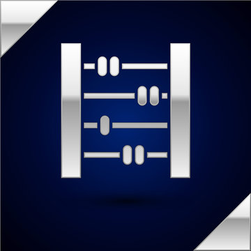 Silver Abacus icon isolated on dark blue background. Traditional counting frame. Education sign. Mathematics school. Vector Illustration
