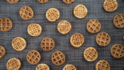 waffle pattern on a dark background flatlay