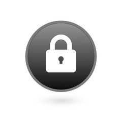 Padlock icon template. Black lock isolated on white background. Silhouette padlock for applications, sites. Private access icon, restricted access. Vector illustration.