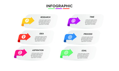 vector modern step Infographic stack chart design with icons and 6 options or steps. for business concept. Can be used for presentations banner, workflow layout, process diagram, flow chart