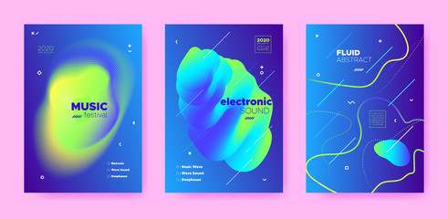 Electronic Music. Dj Flyer. Blue Futuristic 