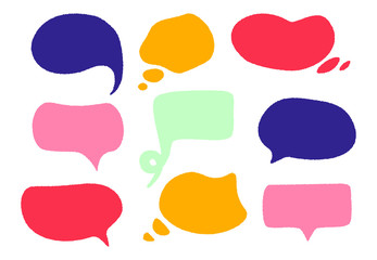 Modern abstract speech bubbles. Vintage vector colorful cloud frame, thinking balloons, cartoon message graphic cloud shape. Shouting box and speech expression set