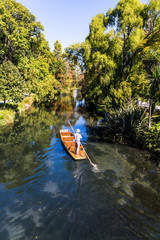 Fototapeta na wymiar Morning boat ride on a calm river