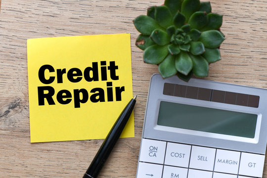 Credit Repair business text on the yellow card