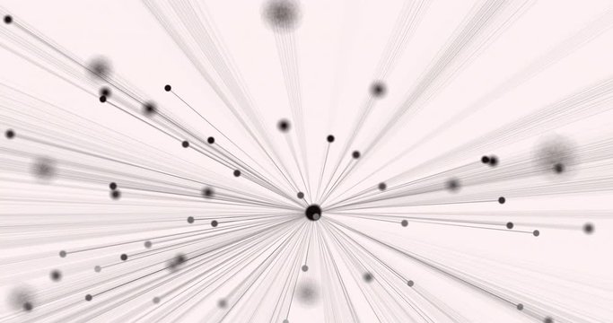 3d central  Connected black lines with dots seamless loop UHD 4096 x 2160 pixels