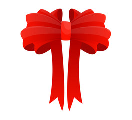 Red bow. Vector illustration on white background. Can be use for decoration gifts, greetings, holidays, etc.