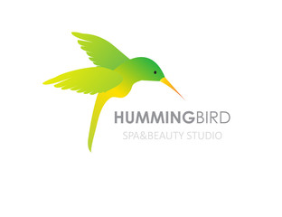Vector sign abstract hummingbird bird in flight
