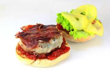 Hamburguesa ternera con jamón