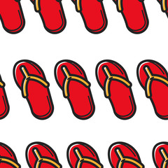 Flip flops or slippers summer footwear seamless pattern