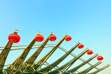 Chinese traditional lanterns and steel structures