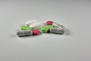 pills on white background