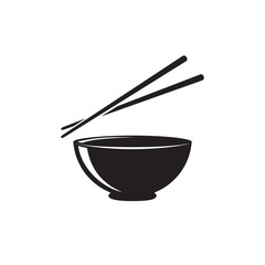 Bowl and chopsticks icon flat style.vector illustration flat style