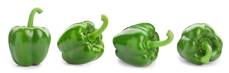Ripe green bell pepper on white background