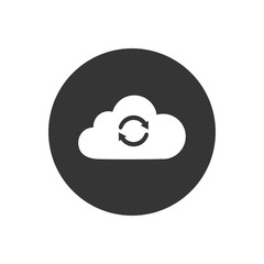 Cloud sync or cloud refresh with arrows line art vector icon for apps and
