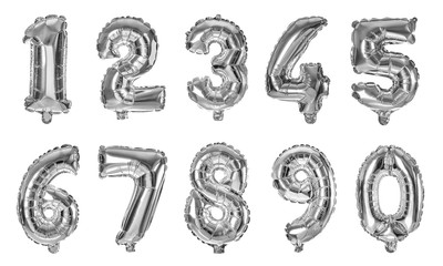 Blue number one balloon on white background