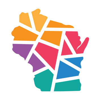 recommend clip art: colorful geometric Wisconsin map- vector illustration