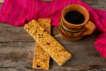 Mexican amaranth bar with peanuts and honey also called 
