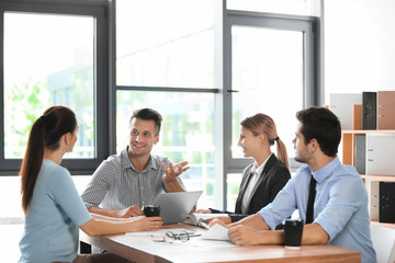 Office employees having business training at workplace
