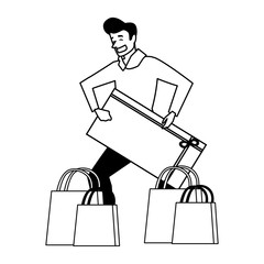 Isolated man shopping vector design