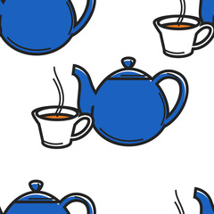 English tea ceremony seamless pattern teapot and cup