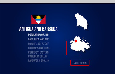 Obraz na płótnie Canvas Antigua and Barbuda country infographic with flag and map creative design