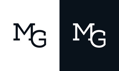 Minimalist line art letter MG logo. This logo icon incorporate with two letter in the creative way. - obrazy, fototapety, plakaty