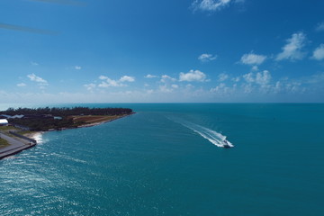 Aerial view of nearst Fort Zachary Taylor, Key West, Florida, United States. Caribbean sea. Great landscape. Travel destination. Tropical travel.