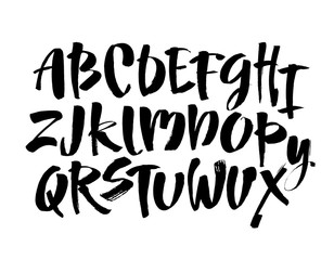 Vector Acrylic Brush Style Hand Drawn Alphabet Font. Calligraphy alphabet on a white background