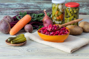 The salad of beetroot close-up