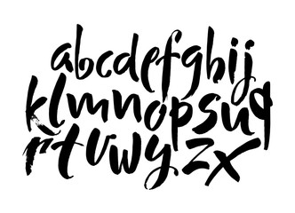 Vector Acrylic Brush Style Hand Drawn Alphabet Font. Calligraphy alphabet on a white background