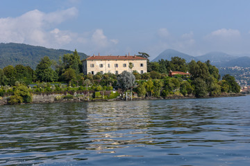 Fototapeta na wymiar Palace and garden park of Madre island on lake Maggiore, Italy