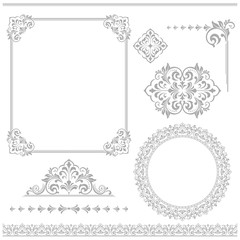 Vintage Set. Floral elements for design monograms, invitations, frames, menus and labels. Graphic design of the website, cafes, boutiques, hotels, wedding invitations.