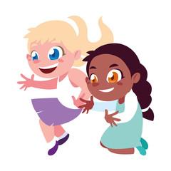 Isolated girls cartoons vector design