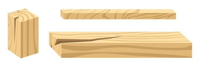 Wood planks building materials construction and carpentry isolated objects