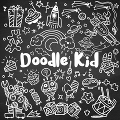 hand drawn kids doodle set,Doodle style,Vector Illustration
