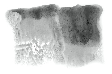 Abstract watercolor background hand-drawn on paper. Volumetric smoke elements. Neutral Gray color. For design, web, card, text, decoration, surfaces.