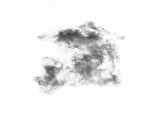 Black smoke isolated on a white background