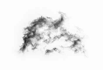 Black smoke isolated on a white background